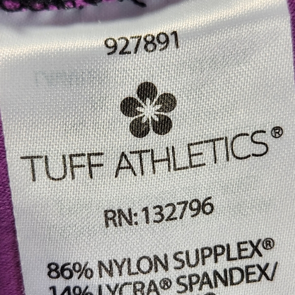 Tuff Athletics Purple Wavy Pattern Athletic Leggings w/Zipper Pocket Size Large - Picture 7 of 9